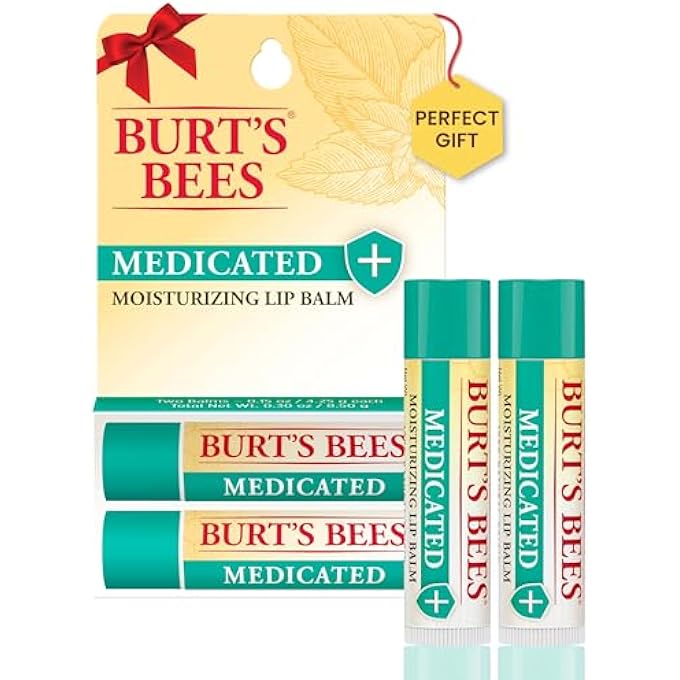 Burt's Bees 100% NATURAL MEDICATED MOISTURIZING LIP BALM WITH MENTHOL & EUCALYPTUS 2 TUBES, 0.15 OUNCE (PACK OF 2) - Image 1